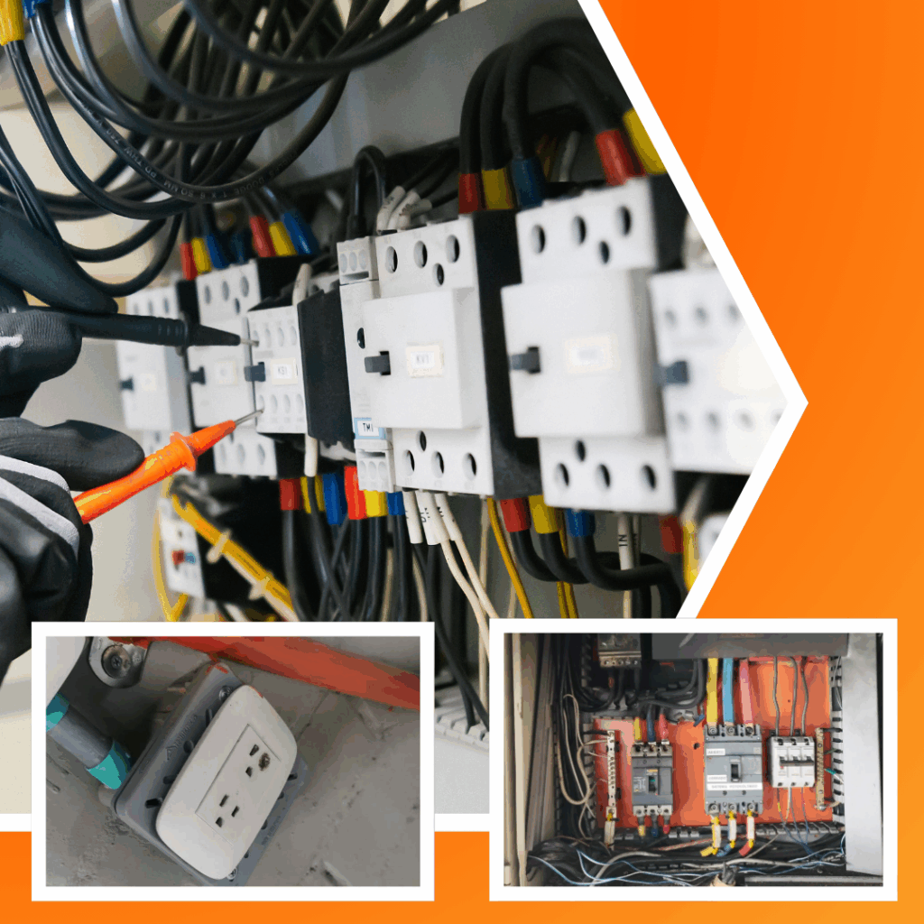 Técnico realizando mantenimiento eléctrico en redes industriales".